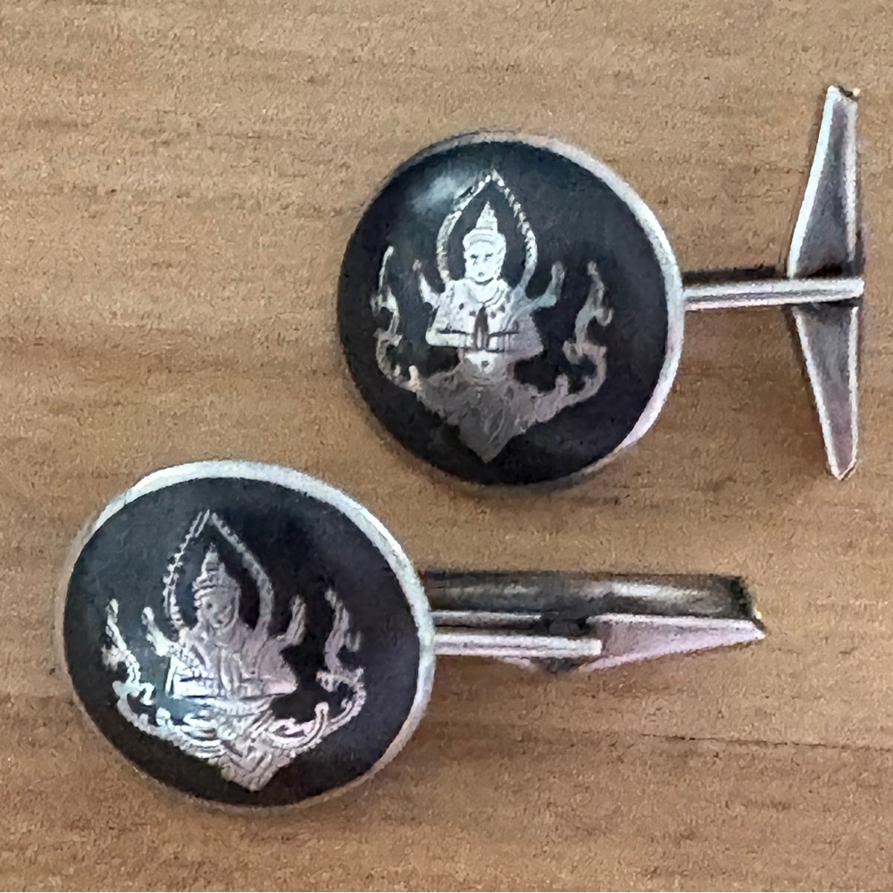 Vintage AMFARCO Sterling Silver Cufflinks Made in Siam.
